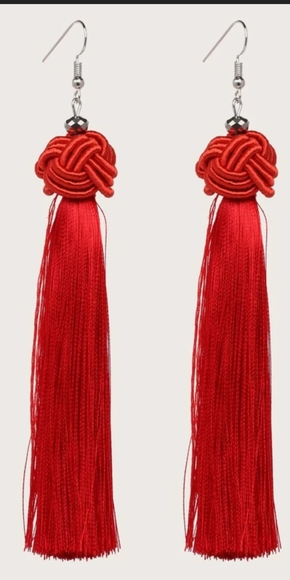 Jewelry - 🍒5/$30-Vibrant Fiery Red Tassel Earrings🍒
